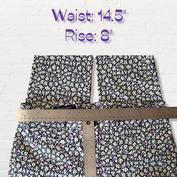 Brooks Brothers Pant Natalie Fit Pants Black with White w Purple Flowers Size 2 - Picture 5 of 6